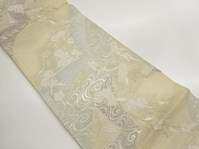 JAPANESE FUKURO OBI FOR SUMMER / WOVEN FLOWERS